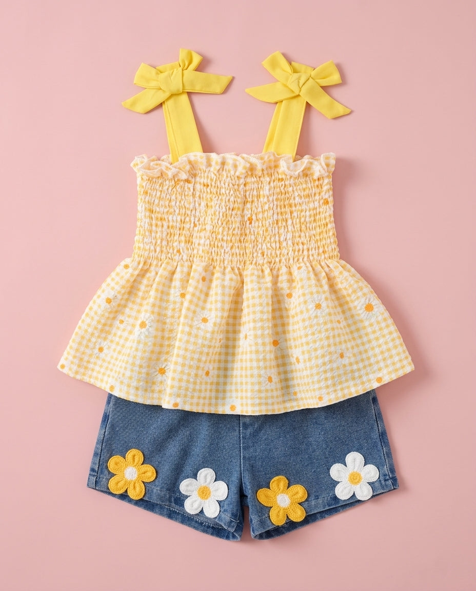 Conjunto Xadrez amarelo - Antonella