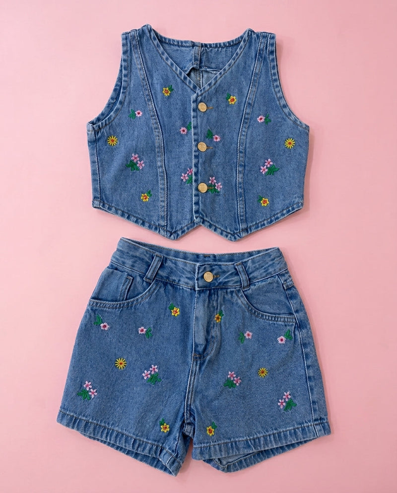 Conjunto jeans Florzinhas - Aurora