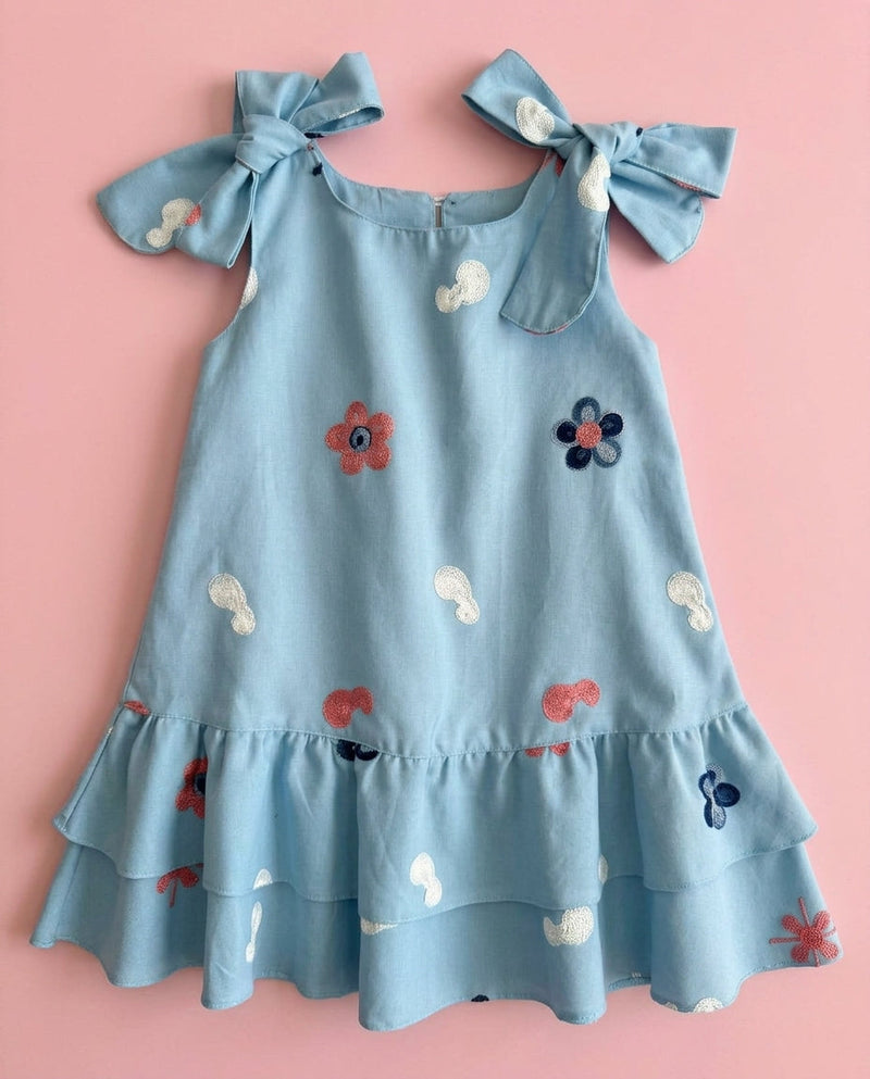 Vestido Azul babadinho - Catarina